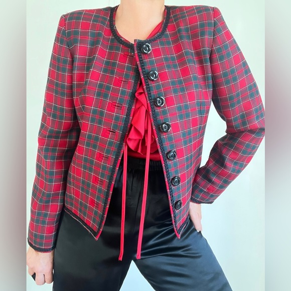 Perfect Vintage Pendleton Check Plaid Short Blazer Jacket - Picture 3 of 9